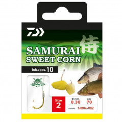 DAIWA kabliukai su pavadėliu Samurai Sweet Corn Hooks (Nr.14-6) 70cm 10vnt/pak