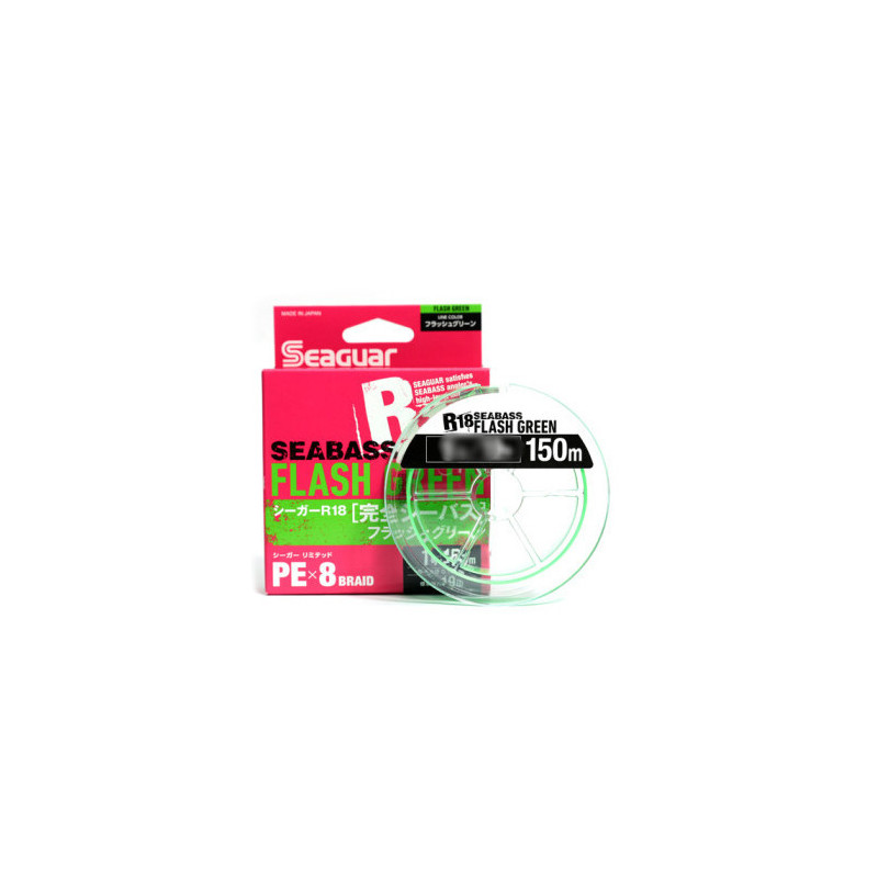 SEAGUAR pintas valas R18 Kanzen Seabass PEx8 150m Flash Green (0,128-0,205mm)