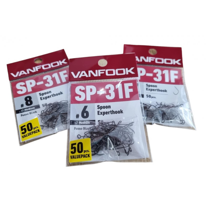 VANFOOK kabliukai SP-31F Fusso Black (Nr. 6-8) 50pcs/pack