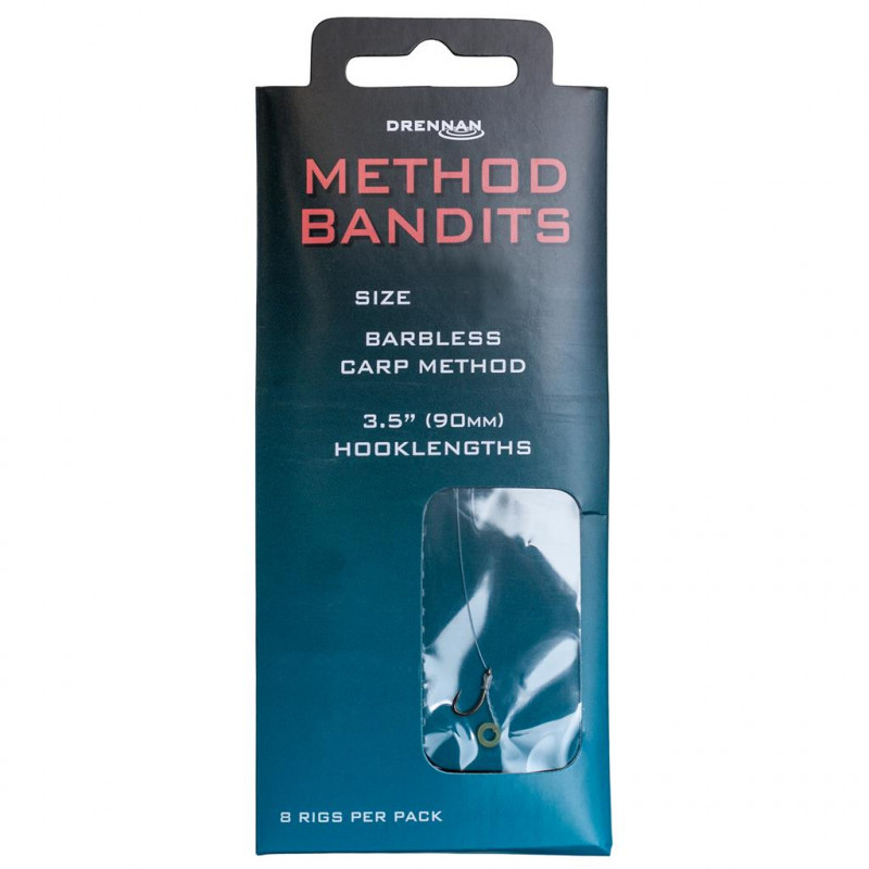 DRENNAN  kabliukai su pav. Method Bandits Carp Barbless Method (Size 16-12) 0,22mm 9cm