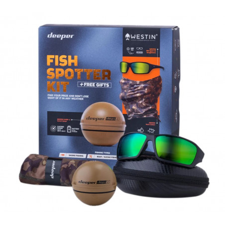 DEEPER Chirp+ 2 FISH SPOTTER rinkinys (Chirp+2 , Westin W6 Sport akiniai , Deeper kaklaskarė)