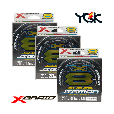YGK X-Braid pintas valas SUPER JIGMAN X8 Multi Color 200m (1.0-2.0)