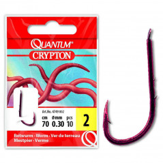 QUANTUM kabliukai su pav. Crypton Red Worm (Nr.10-6) 70cm