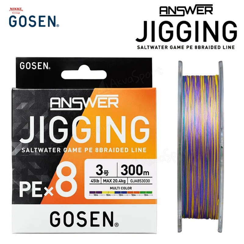 GOSEN pintas valas W8 Answer Jigging PE 300m Multi Color (Nr.0.8-2.0)